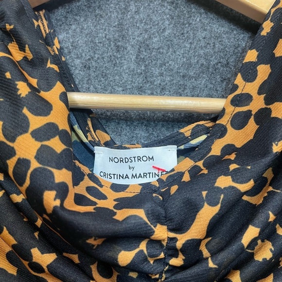 CRISTINA MARTINEZ/Nordstrom Ruched Print Top In Brown Bloom Smudge Size Medium - Picture 10 of 16